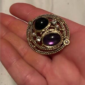 Elegant Gold and Purple Brooch